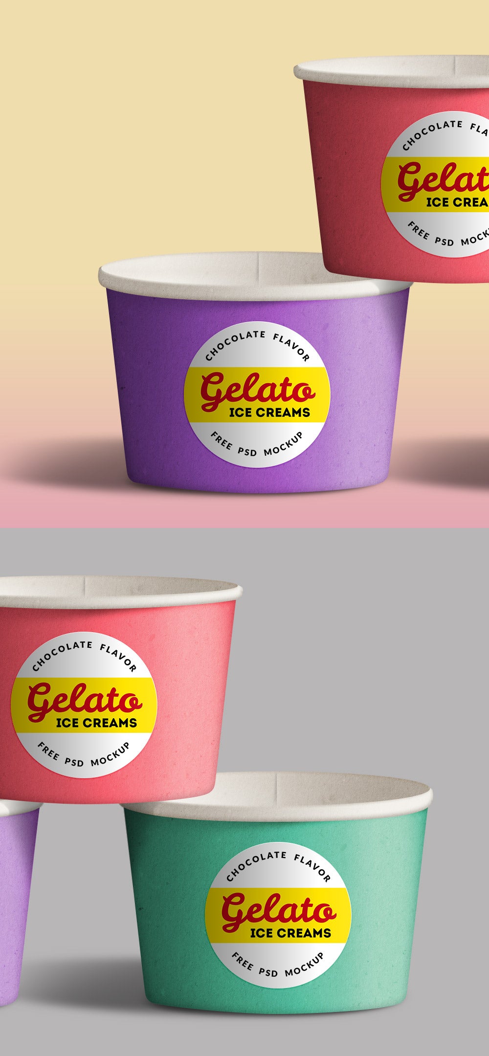 Free Realistic Ice Cream Cups PSD