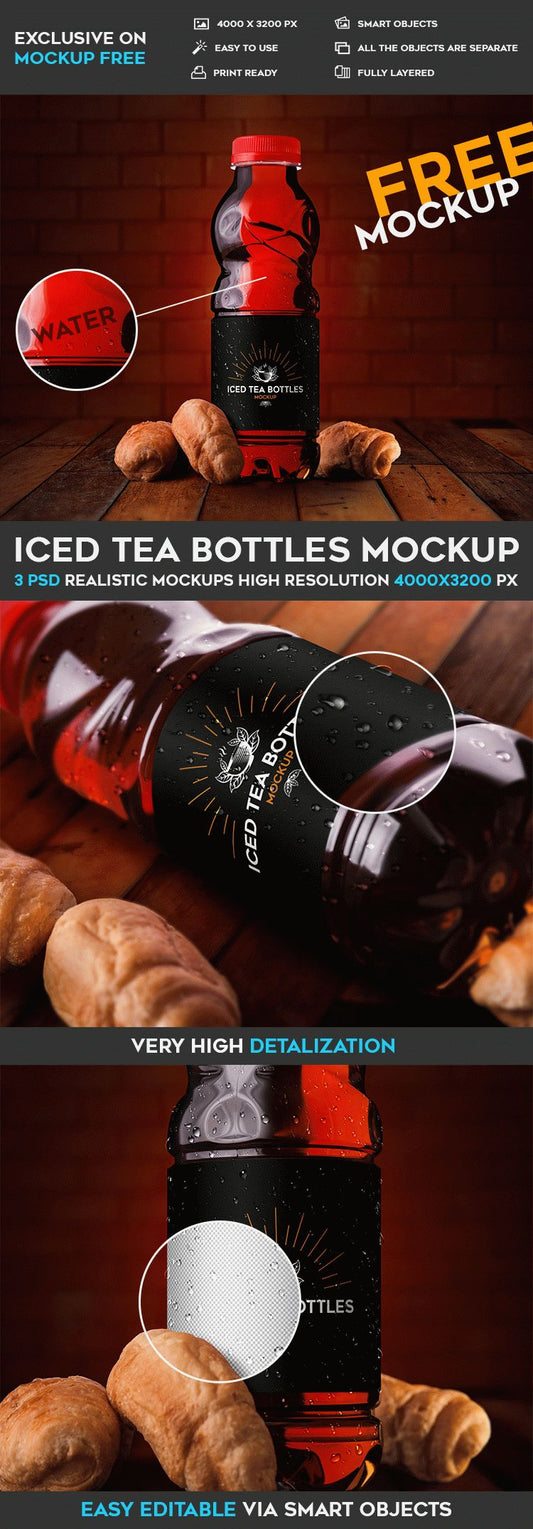 Free Iced Tea Bottles – Psd Mockup