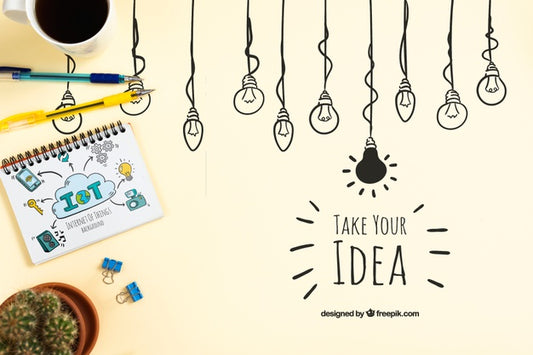 Free Idea Concept With Notebook Psd