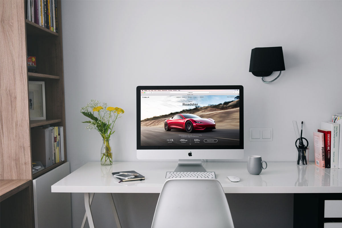 Free Clean iMac Mockup On A White Table