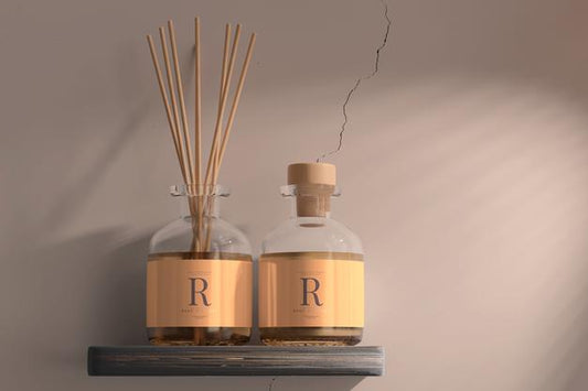 Free Incense Air Freshener Reed Diffuser Glass Bottle Mockup Psd