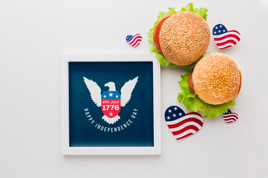 Free Independence Day Frame With Burgers Psd