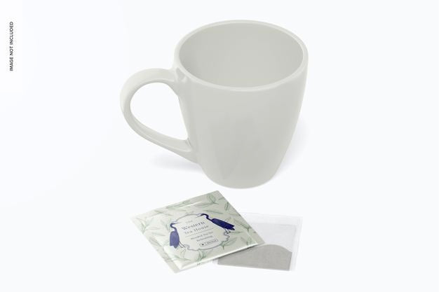 Free Individual Tea Bag Mockup, With Mug Psd