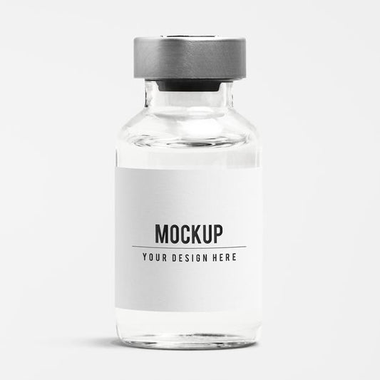Free Injection Glass Bottle Label Mockup With Aluminum Cap Psd
