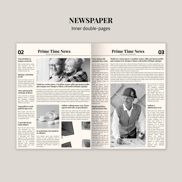 Free Inner Double-Pages Newspaper Mock-Up Psd