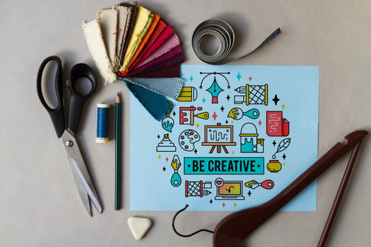 Free Inspirational Paper With Sewing Elements Around Psd