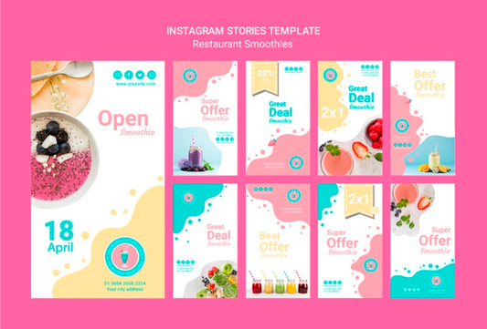 Free Instagram Smoothie Stories Set Template Psd