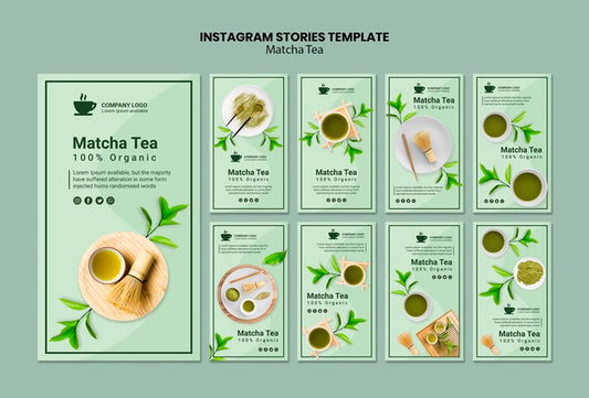 Free Instagram Stories Template With Matcha Tea Psd