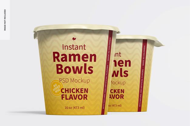 Free Instant Ramen Bowls Mockup Psd