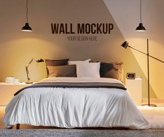 Free Interior Design With Minimal Mock-Up Wall Psd