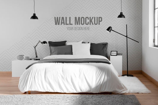 Free Interior Design With Minimal Mock-Up Wall Psd