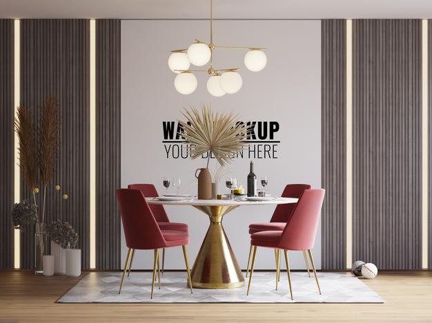 Free Interior Dining Room Wall Mockup Psd – CreativeBooster