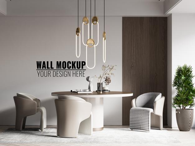 Free Interior Dining Room Wall Mockup Psd