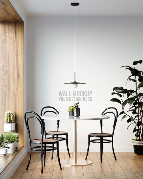 Free Interior Dining Room Wallpaper Mockup Psd – CreativeBooster