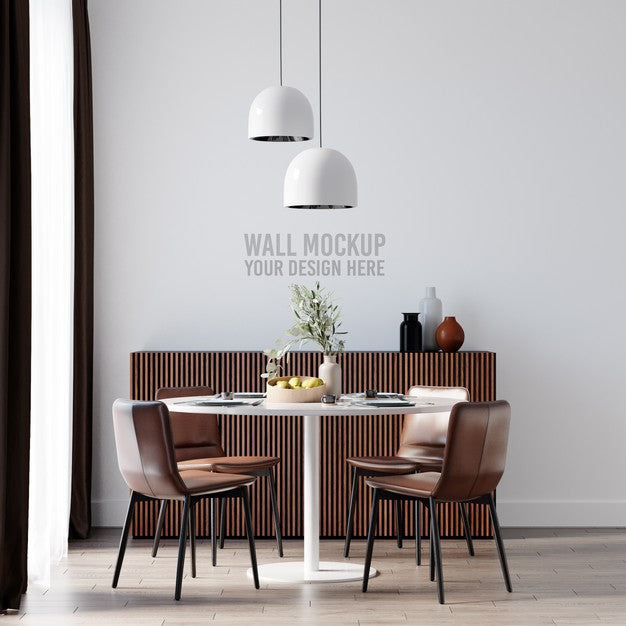 Free Interior Dining Room Wallpaper Mockup Psd