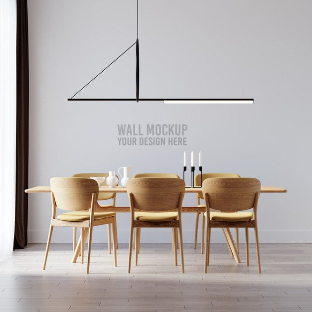 Free Interior Dining Room Wallpaper Mockup Psd