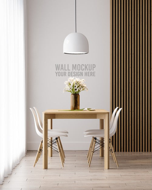 Free Interior Dining Room Wallpaper Mockup Psd