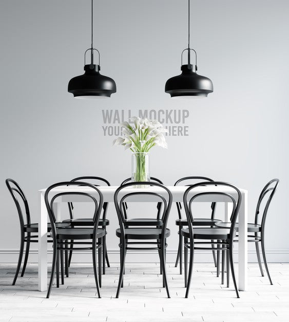 Free Interior Dining Room Wallpaper Mockup Psd – CreativeBooster