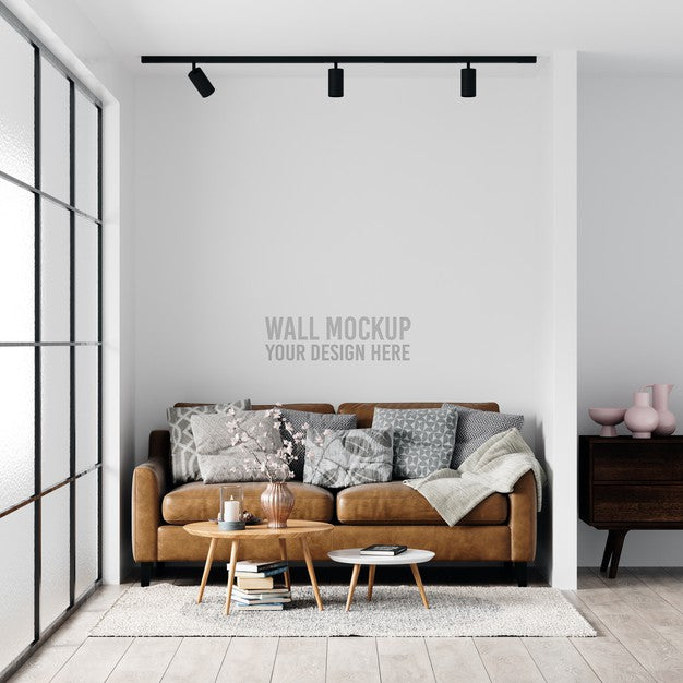 Free Interior Living Room Wall Mockup Psd