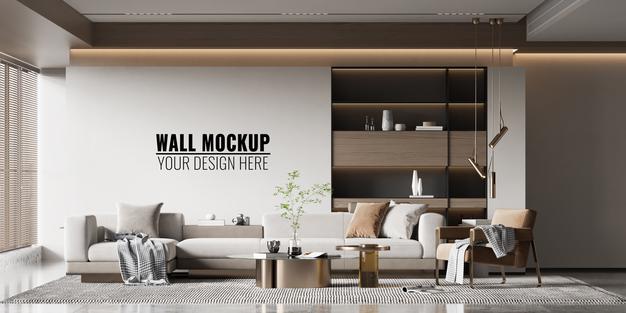 Free Interior Living Room Wall Mockup Psd – CreativeBooster