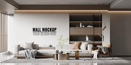 Free Interior Living Room Wall Mockup Psd