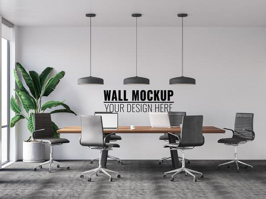 Free Interior Modern Office Meeting Room Wall Mockup Psd