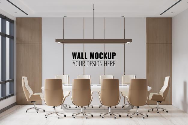 Free Interior Modern Office Meeting Room Wall Mockup Psd – CreativeBooster