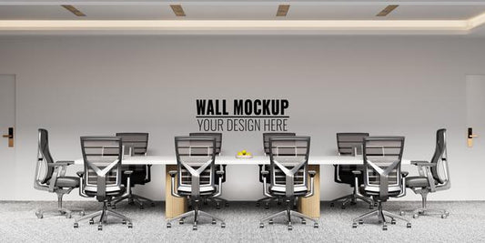 Free Interior Modern Office Meeting Room Wall Mockup Psd