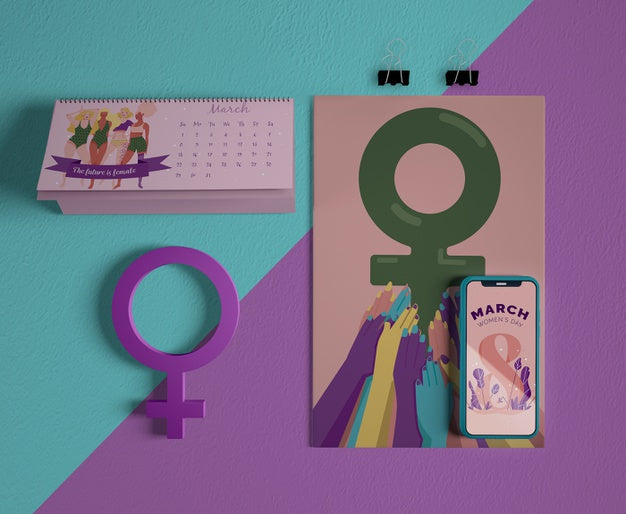 Free International Women'S Day Calendar With Mock-Up Psd