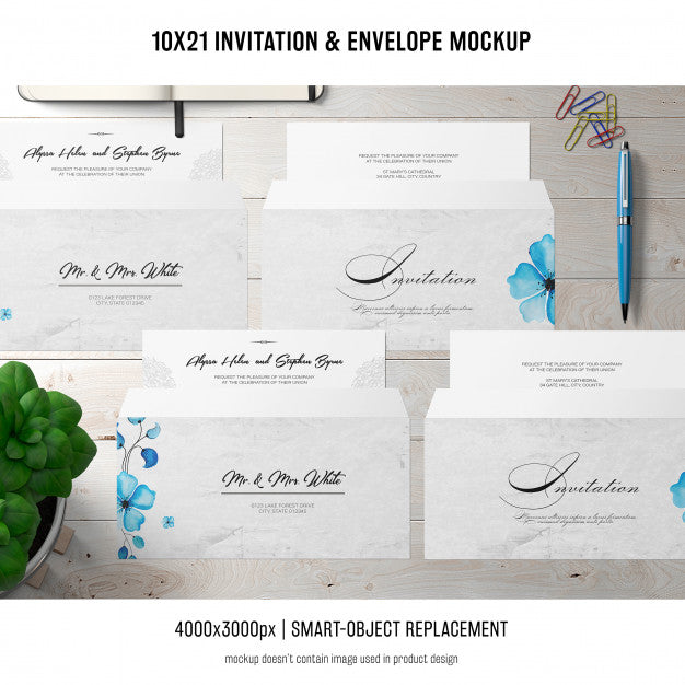 Free Invitation And Envelope Mockup Psd