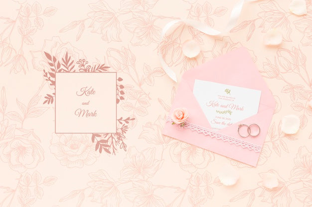 Free Invitation Mock-Up And Wedding Rings Psd