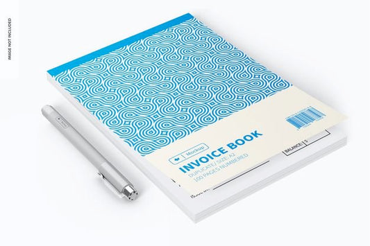 Free Invoice Book Mockup, Left View Psd