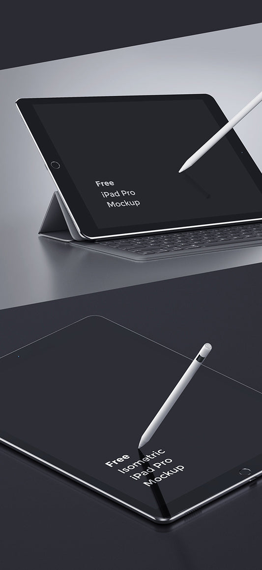 Free Black iPad Pro MockUp with Keyboard and Pen