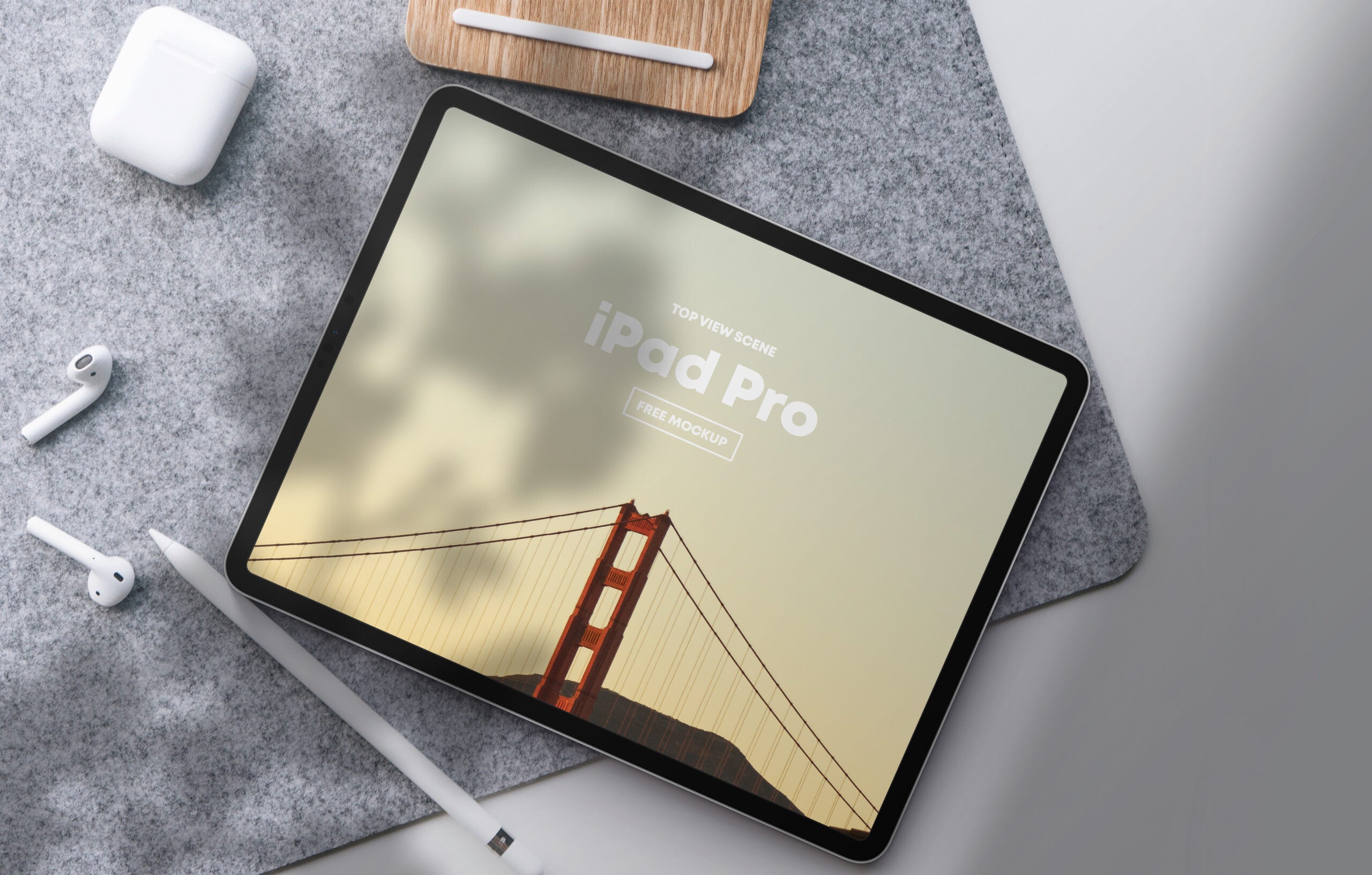 Free Ipad Pro Top View Scene Mockup – CreativeBooster