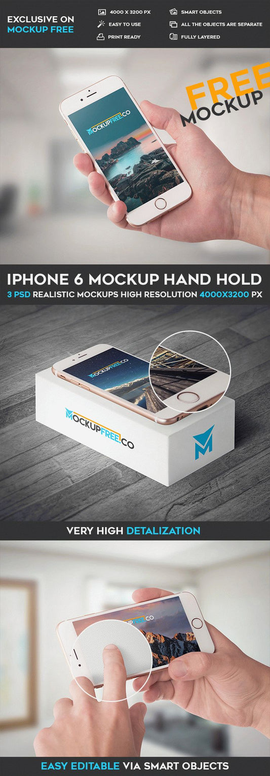 Free Iphone 6 Hand Hold – Psd Mockup
