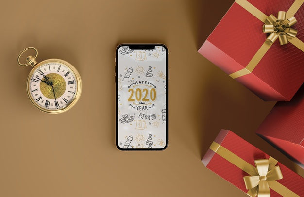 Free Iphone Mock-Up With Gifts Psd