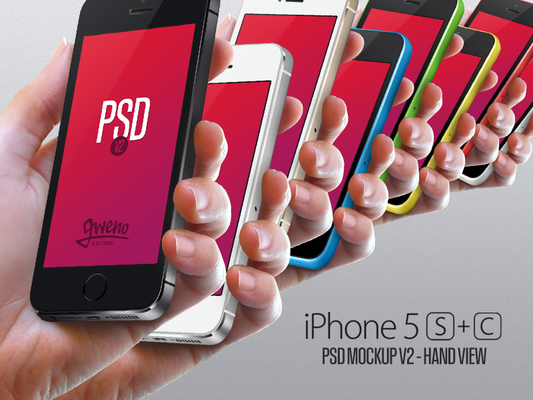 Free Iphone 5S and 5C Mockup - Hand PSD - Version 2