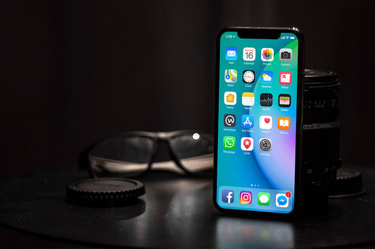 Free Standing Black iPhone X Front View Mockup