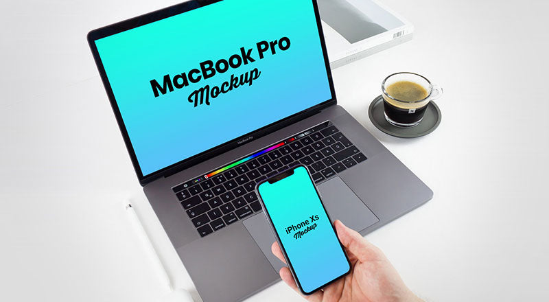 Free Iphone Xs & Macbook Pro 2018 Mockup Psd