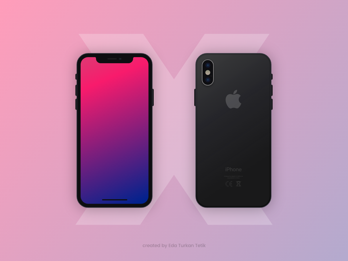 Free Flat iPhone X Mockup White and Black Versions