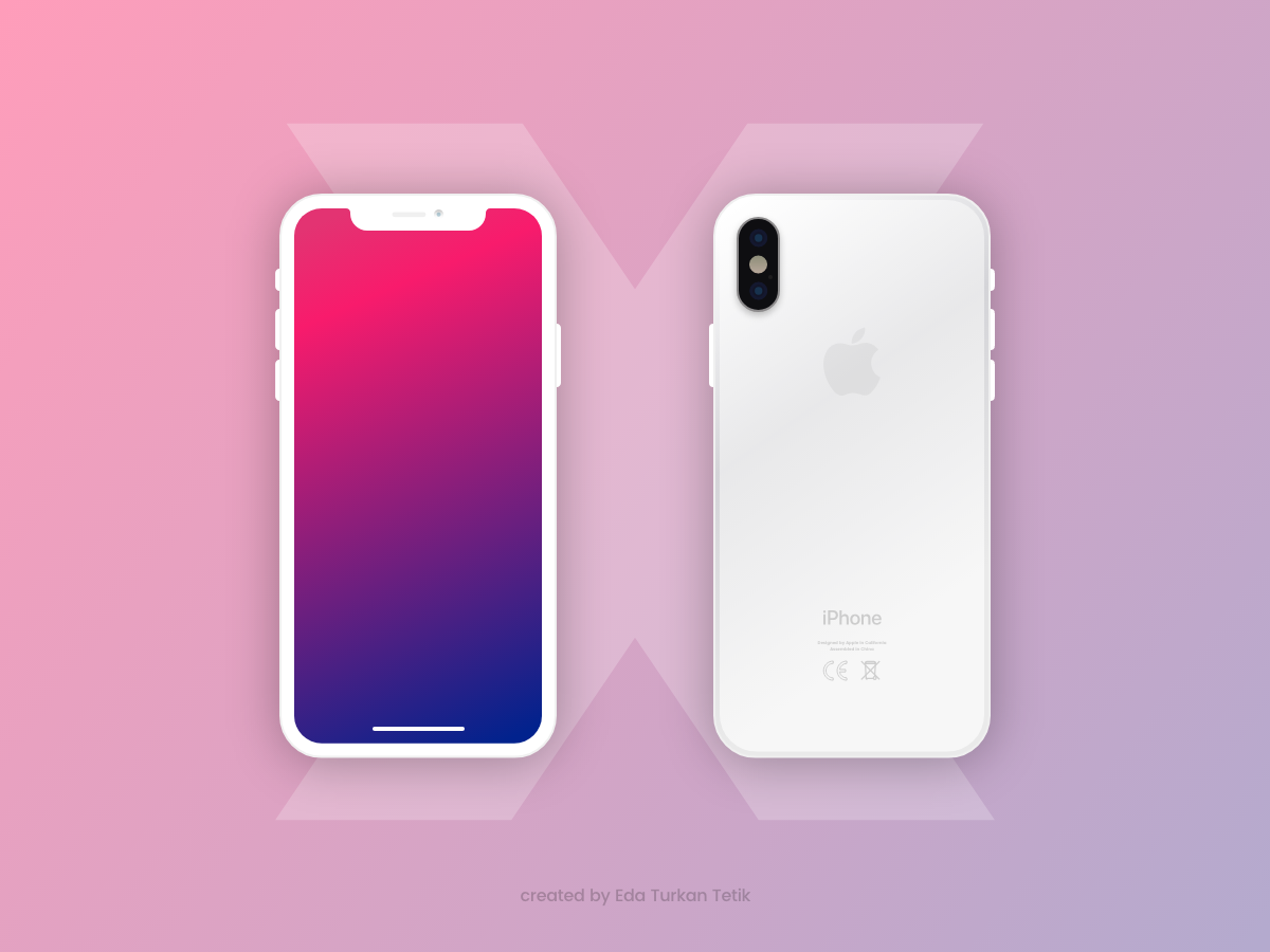 Free Flat iPhone X Mockup White and Black Versions