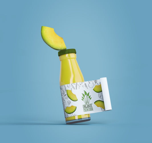 Free Isolated Smoothie Packaging On Blue Background Psd