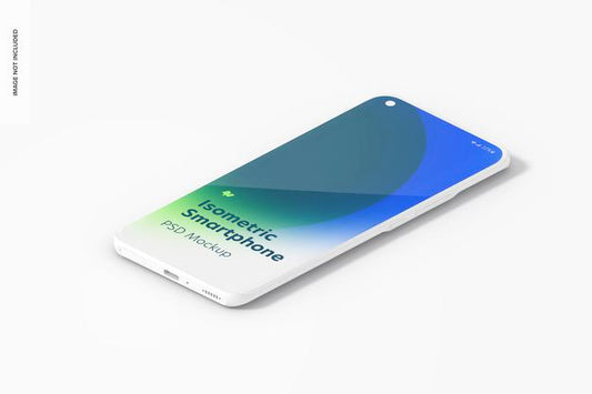 Free Isometric Clay Smartphone Mockup, Left View Psd