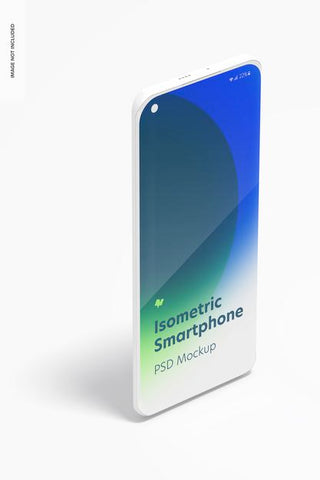 Free Isometric Clay Smartphone Mockup, Portrait Right View Psd