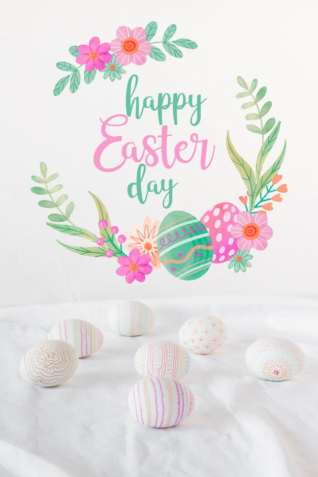 Free Isometric Easter Mockup Composition Psd