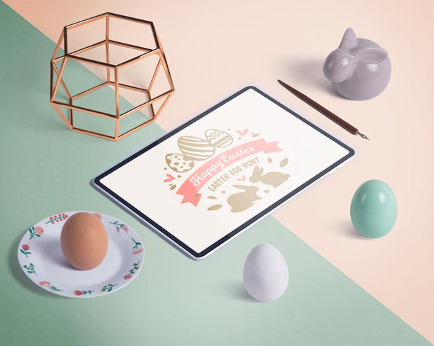 Free Isometric Easter Mockup Composition Psd