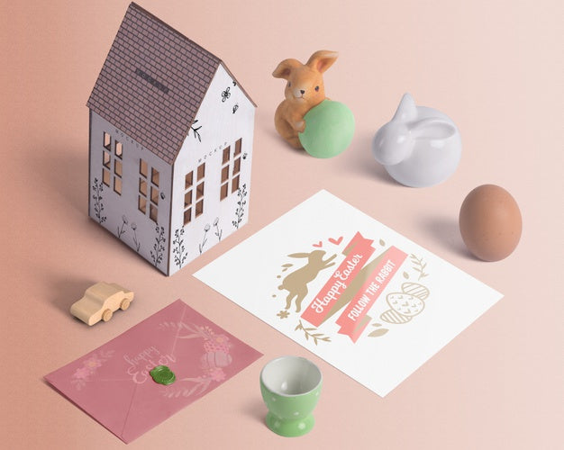 Free Isometric Easter Mockup Composition Psd