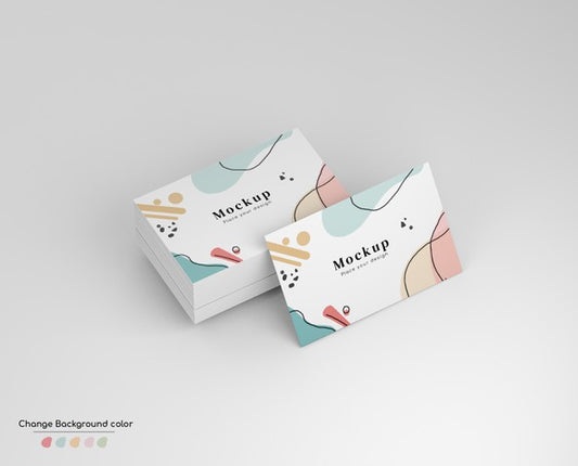 Free Isometric Minimal Business Visiting Card Mockup In Wad And Isolated. Psd