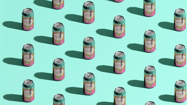 Free Isometric Soda Cans With Blue Background Psd