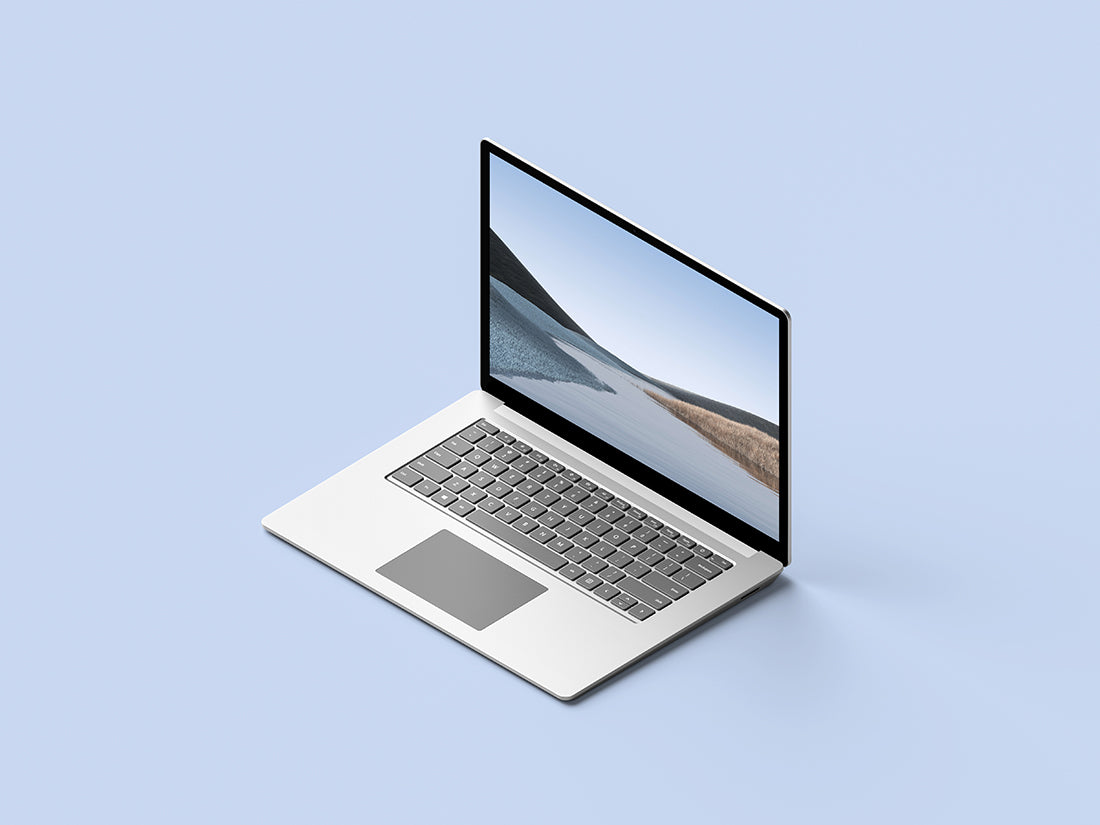 Free Isometric Surface Laptop 3 Mockup